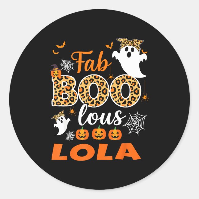 Cute Leopard Fab Boo Lous Lola Soky Halloween Cost Classic Round Sticker (Front)