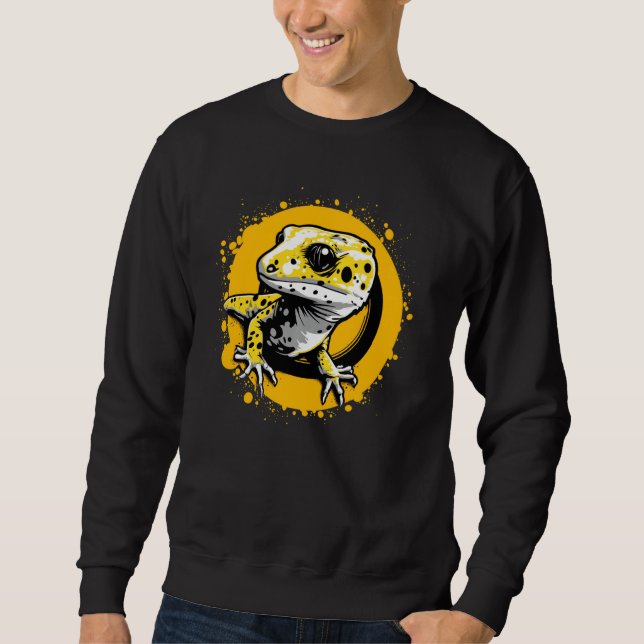Cute Leopard Gecko Cartoon Colourful Lizard Reptil Sweatshirt (Front)