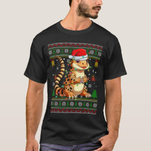 Cute Leopard Gecko Santa Hat Ugly Christmas Sweate T-Shirt