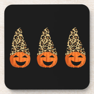Cute Leopard Hat Pumpkins Coaster