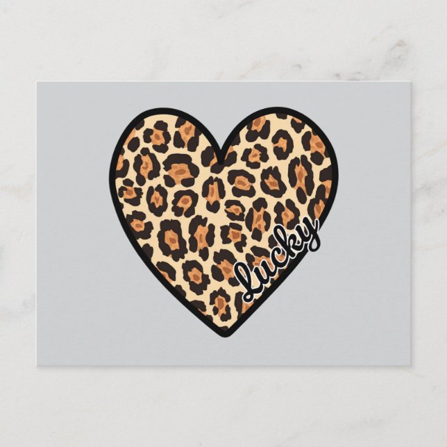 Cute Leopard Heart Valentine's Day gift Postcard (Front)