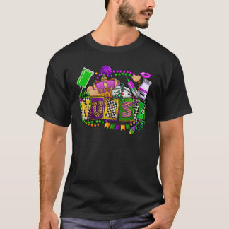 Cute Leopard Nurse Mardi Gras Festival Party Nursi T-Shirt