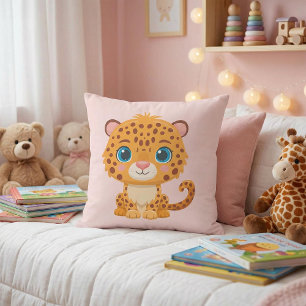 Cute Leopard Nursery Kids Animal Illustration Cushion