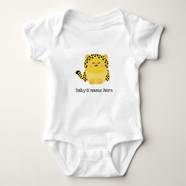 Cute leopard personalized baby bodysuit (Front)