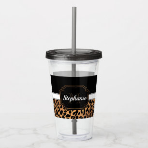 Cute Leopard Print Acrylic Tumbler