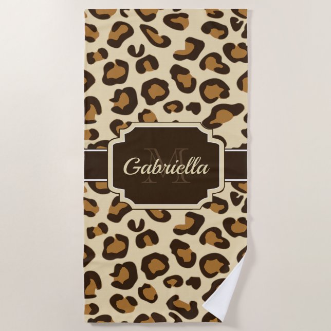 Cute Leopard Print Beach Towel (Front)