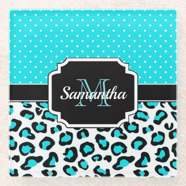 Cute Leopard Print Glass Coaster (Front)