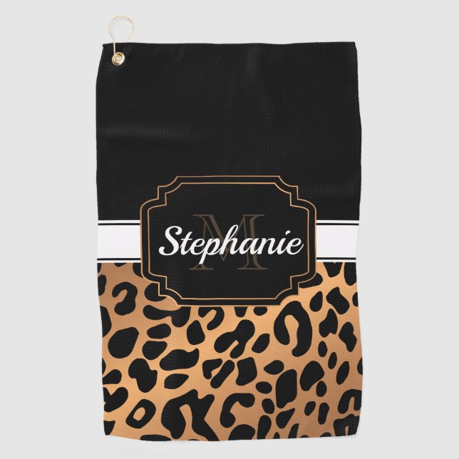 Cute Leopard Print Golf Towel (Front)