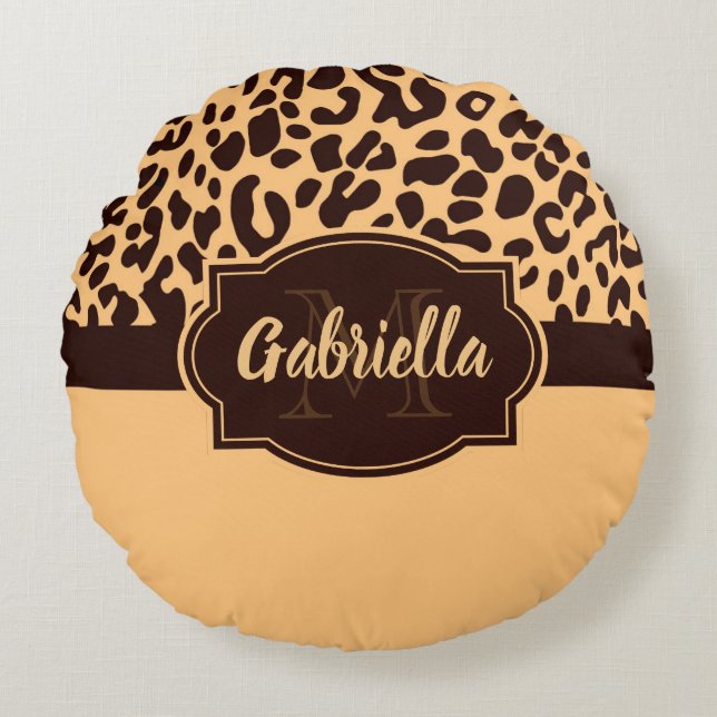 Cute Leopard Print Round Cushion (Front)