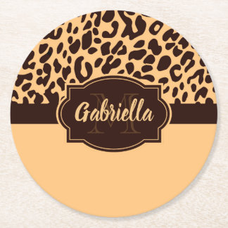 Cute Leopard Print Round Paper Coaster