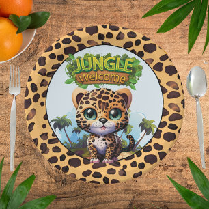 Cute Leopard Print Wild Tropical Wildlife Party 🐆 Paper Plate