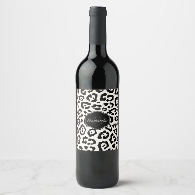 Cute Leopard Print Wine Label (Front)