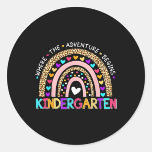 Cute Leopard Rainbow Kindergarten Where The Advent Classic Round Sticker