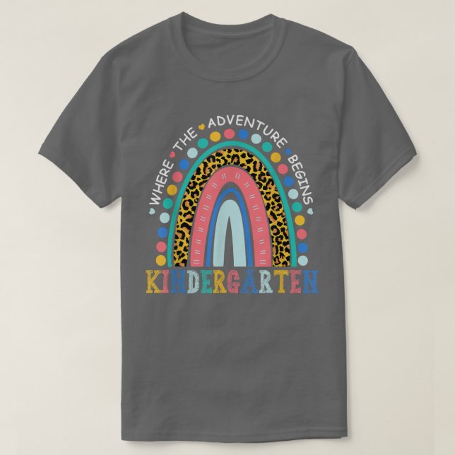 Cute Leopard Rainbow Kindergarten Where The Advent T-Shirt (Design Front)