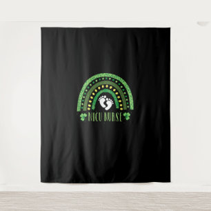 Cute Leopard Rainbow Nicu Nurse St Patricks Day T- Tapestry