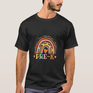 Cute Leopard Rainbow Pre K Where The Adventure Beg T-Shirt