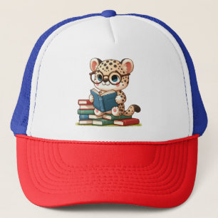 Cute Leopard Reading Trucker Hat