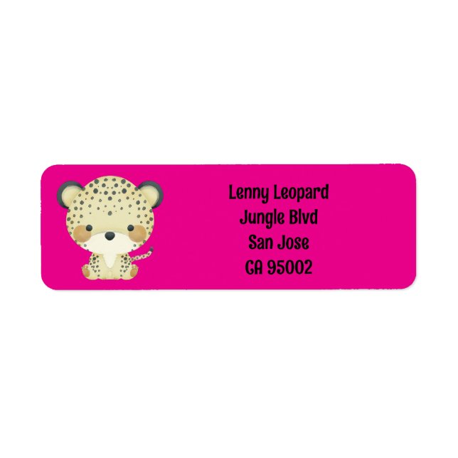 Cute leopard return address label (Front)