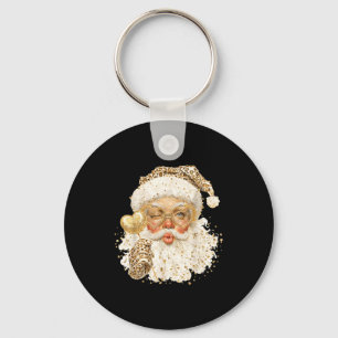 Cute Leopard Santa Claus Merry Christmas 2026 Prep Key Ring