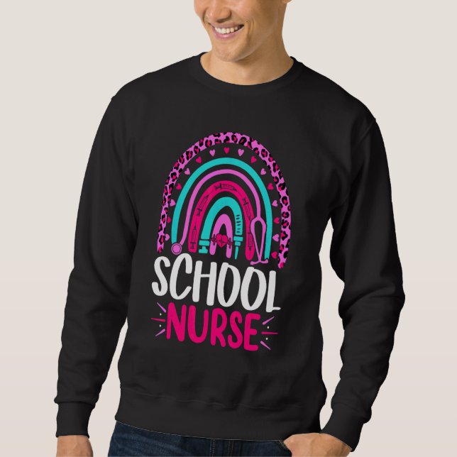Cute Leopard School Nurse Rainbow Back To School G Sweatshirt (Front)