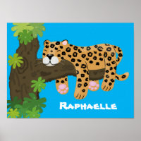 Cute leopard sleeping cartoon illustration