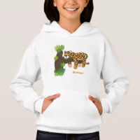 Cute leopard sleeping in tree cartoon illustration