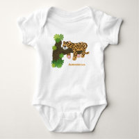 Cute leopard sleeping in tree cartoon illustration