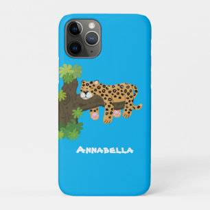 Cute leopard sleeping in tree cartoon illustration Case-Mate iPhone case