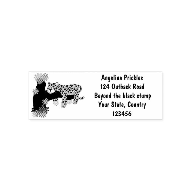 Cute leopard sleeping in tree cartoon illustration self-inking stamp (Design)