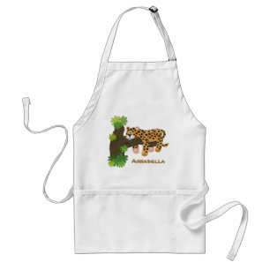 Cute leopard sleeping in tree cartoon illustration standard apron