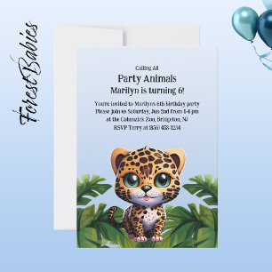 Cute Leopard Tropical Jungle Safari Party Animal Invitation