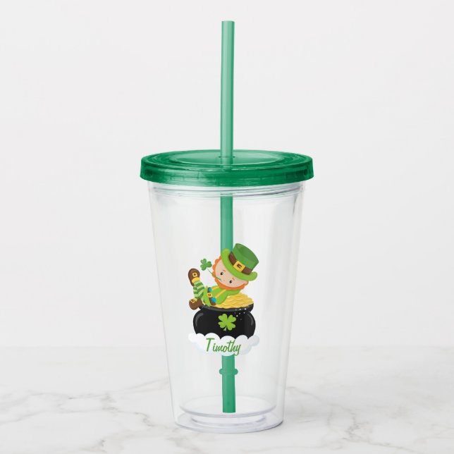 Cute Leprechaun Acrylic Tumbler (Front)
