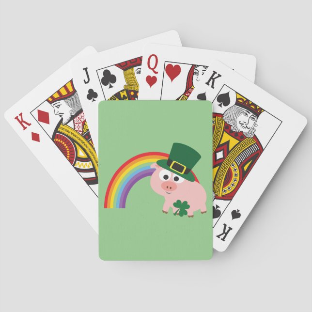 Cute Leprechaun Pig Playing Cards (Back)