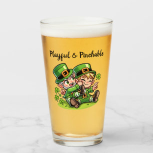 Cute Leprechaun pinching another Leprechaun Glass