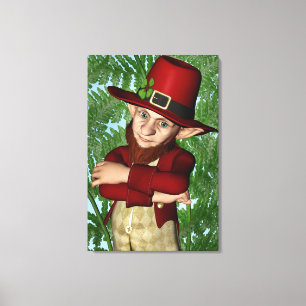Cute Leprechaun Shamrock Irish Folklore Art Canvas Print