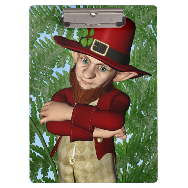 Cute Leprechaun Shamrock Irish Folklore Art Clipboard (Front)