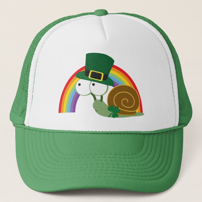 Cute Leprechaun Snail Trucker Hat (Front)