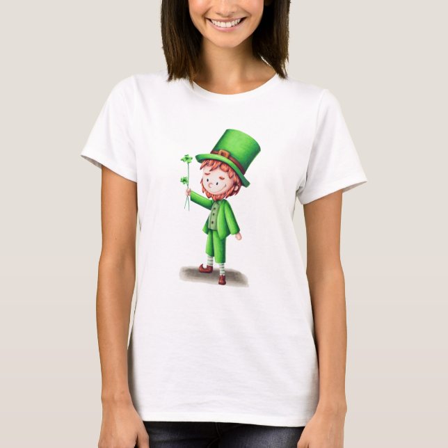 Cute leprechaun St. Patrick’s Day T-Shirt (Front)