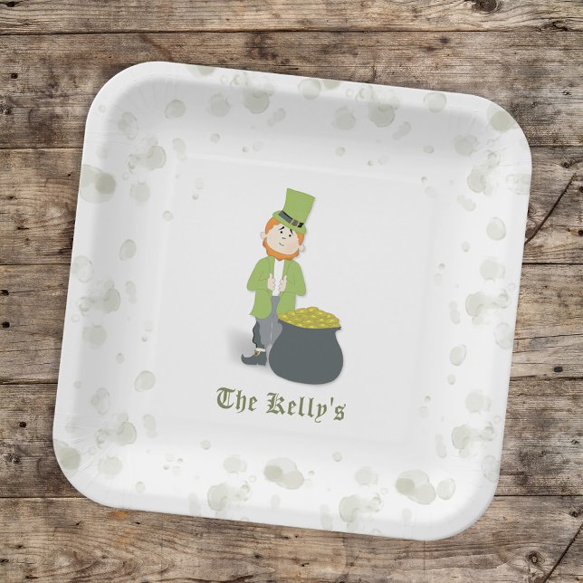 Cute Leprechaun St. Patrick's Day Personalised Paper Plate (Creator Uploaded)