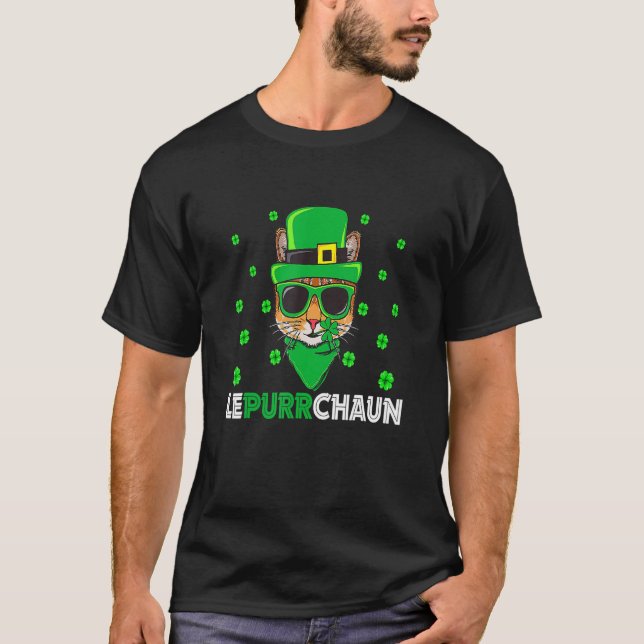 Cute Lepurrchaun Leprechaun Cat Lover Saint Patric T-Shirt (Front)