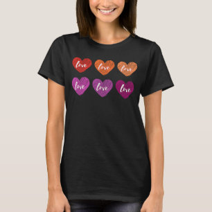 Cute Lesbian Flag Hearts  LGBTQ Pride & Love for V T-Shirt