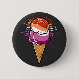 Cute Lesbian Sapphic LGBT Pride Flag Ice Cream  6 Cm Round Badge
