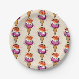 Cute Lesbian Sapphic LGBT Pride Flag Ice Cream  Paper Plate