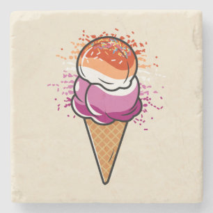 Cute Lesbian Sapphic LGBT Pride Flag Ice Cream Stone Coaster