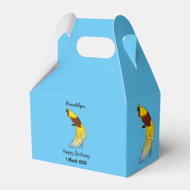 Cute lesser bird of paradise illustration favour box (Front Side)