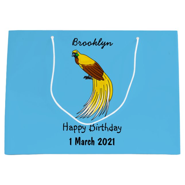 Cute lesser bird of paradise illustration large gift bag (Front)
