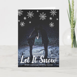 Cute Let It Snow Snowflakes Photo Christmas Holiday Card