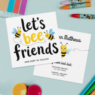 Cute Let's Bee Friends Yellow Play Date Playdate Square Business Card