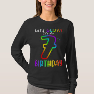 Cute Let's Glow It's My Seven 7th Birthday Rainbow T-Shirt
