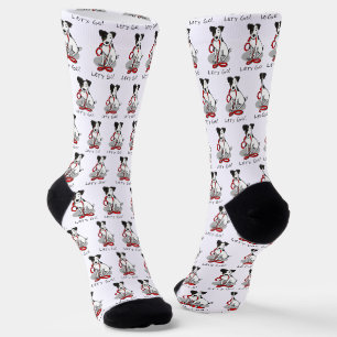 Cute Let's Go! Jack Russell Terrier (tri-colour 1) Socks